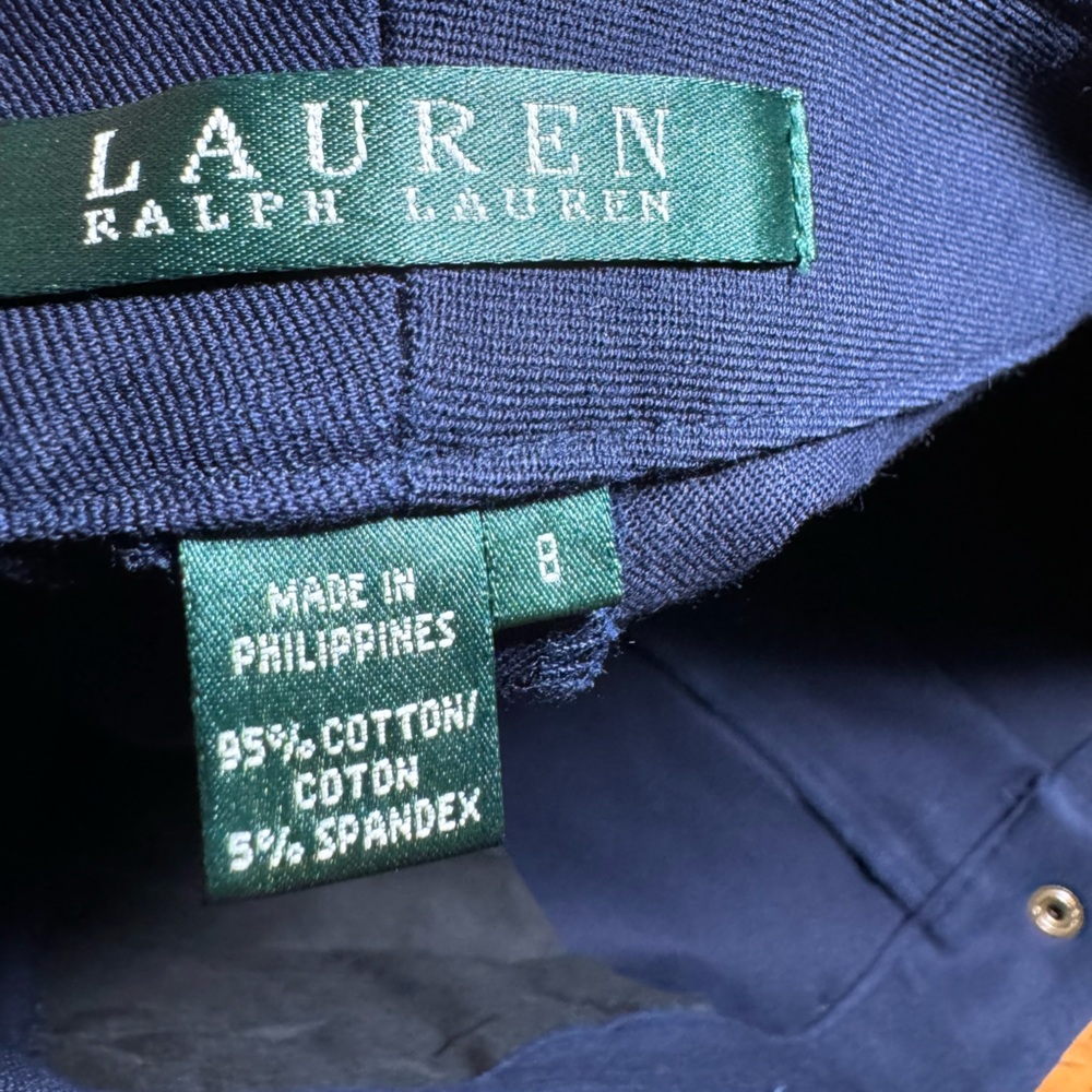 Lauren Ralph Lauren Women’s Stretch Cotton Spandex Navy Blue Straight leg pant 8 - Picture 11 of 13